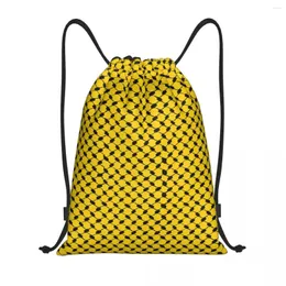 Aufbewahrungstaschen Palästina Arabische Kalligraphie Hatta Keffiyeh Draw String Backpack Sports -Fitness -Tasche Palästinensische Kufiya Muster Einkaufssackpack