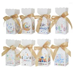 Embrulho de presentes 24 PCs Eid Mubarak Box Ramadan decoração de caixas de biscoitos de doces