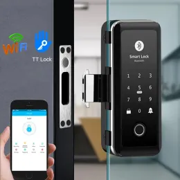 Control Glass Door Lock Bluetooth WiFi Gateway App Password di impronte digitale Password RFID Card Electric Digital Sliding Office Smart Door Dors