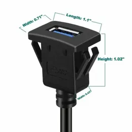 Ny 2024 USB 30 Panel Flushmonterad förlängningskabel med spänne för bilbil Båt Motorcykel Dashboard 1Mpanel Mount Extension för fordon