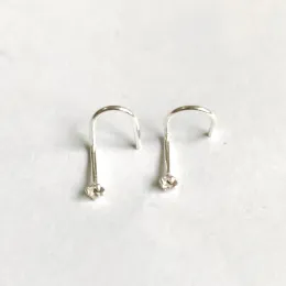 Jewelry 925 sterling Silver Nose Stud Ring Piercing Nostril hook nose Screw 2mm crystal 20pcs/pack
