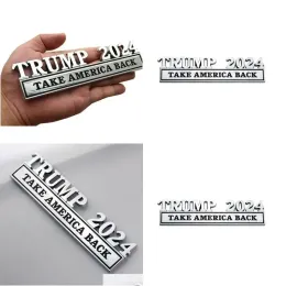 Decorazione per feste Metal Trump 2024 Porta l'America Back Auto Badge Adesivo 4 colori Droping Delivery Home Garden Festive Event Event FY5887