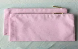 Bolsa de maquiagem de lona rosa clara Bolsa de cosmética rosa de algodão rosa cinza bolsa de zíper rosa grande para DIY Crafts4290322