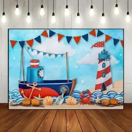 Nautical Rudder Po Background born Sailor Birthday Decoration Party Pography Backdrops Sailing Custom Backdrop Banner 240407