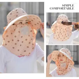 Top Caps 1pc Çiftlik İşi Açık Güneş Koruyucu Maske Kadın Moda Çiçek Baskısı Yaz Güneş Şapkası