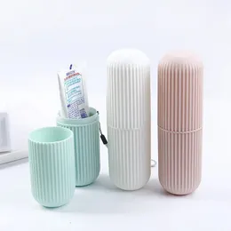 Travel Portable Toothbrush Cup Bathroom Toothpaste Holder Storage Case Organizer Toiletries Storage Cup Creative Economic Box