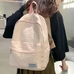 School Bags Girls Pleated Backpack Large Capacity Nylon Bookbag Simple Mochilas Fashion Wrinkle Bag Cute College Student Rucksack