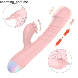 Silicone Auto Inserção Dildo Vibrador Feminino Lançamento de Tongue vibrador Clitóris clitóris Rabbit Massage Brinquedos de masturbação para mulheres