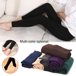 Leggings femininas Autumn Winter Woman grossa quente cor de doces escovados lã de alongamento de lã macia calça térmica