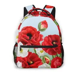 Plecak Mountaceering kwiatowy Border Red Maki Kwiaty i białe zawilce torby na ramię plecaks6783662