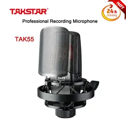 Microfones Takstar Tak55 Profesional inspelning Mikrofon Wired Microfono Condensador w/ Mount and Filter för studio