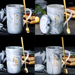 Muggar Creative Letter Coffee Mug With Spoon Lid Ceramic Tea Cup For Cocoa Water Milk Juice Romantic Wedding Christmas Birthday Present