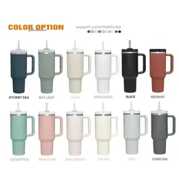 US Stock Quencher H2.0 40Oz Stainless Steel Tumblers Cups With Silicone Handle Lid And Straw 2Nd Generation Car Mugs Vacuum Insulated Water Bottles Gg0529 0422