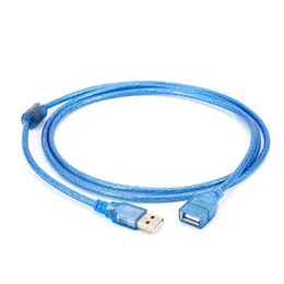 모든 구리 0.3/0.5/1/1.5/3/5/10 미터 투명한 블루 USB 확장 데이터 케이블 USB2.0 남성에서 여성
