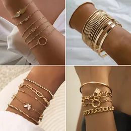 مصمم سوار هندسي للأزياء OT Buckle Gold Bracelet متداخلة متداخلة مصمم Jewelery للنساء مع Beads Diamond Bracelet Punk Style Vintage