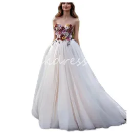 Römische farbenfrohe Blumen Boho Brautkleider 2024 Eleganter Schatz eine Linie Tüll minimalistische Bohemian Brautkleider bodenlange faire rustikale Landbraut Novias