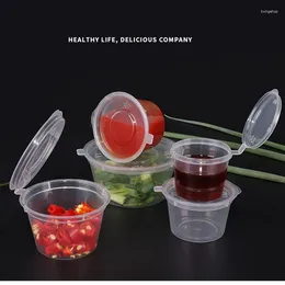 Bottiglie di stoccaggio 10 pezzi Conteniti di salsa alimentare Piccola confezione trasparente con coperture di plastica portatili usa e getta del coperchio Varie specifiche