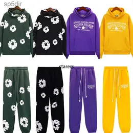 Designer Kapok Baumwollschaumdruck Graffit Denim Teers Hoodie Sportanzug Sweatsuit Herren Damen Tees Joggingpant