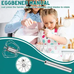 Baking Tools 1pcs Stainless Steel Semi-automatic Egg Beater Press Creme Rotary Household Whisk Gadget V6t9