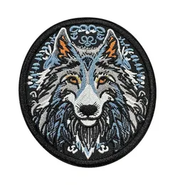 Wolf Cool Animal Haftowane aplikacje żelazo na łatach kapelusze