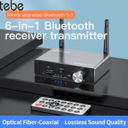 Adaptör Tebe Koaksiyel/Toslink Bluetooth Ses Alıcı Verici 3.5mm AUX Kablosuz Müzik Adaptör U Disk/TF Kart Çalar DAC Dönüştürücü