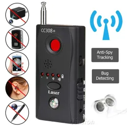 Kameror CC308+ Mini Anti Candid Camera Detector Antispy Hidden Camera Laser Audio Signal Bug Small Fullrange WiFi RF GSM Device Finder