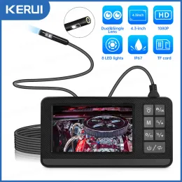 Telecamere Kerui Dualsingle Lens Endoscopy Camera con 1080p da 4,3 "Schermata IP67 ISPEZIONE AUPERATURA ISPEZIONE DI AUTO BORESCOPE 2600MAH