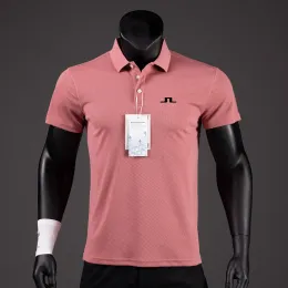 2024 Erkek Polos Yaz Golf Gömlek Erkekler Sıradan Polo Gömlek Kısa Kollu Yaz Nefes Alabilir Hızlı Kuru J Lindeberg Golf Wear Spor T Shirt