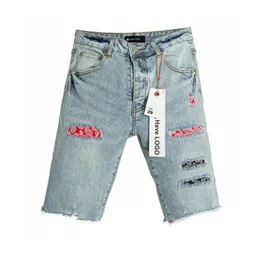 Jeans roxos shorts homens jeans skinny shorts azul ripped buraco motocicleta motociclista splice moda hip hop famosa impressão calça jeans