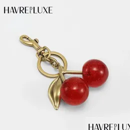 Key Rings 2023Key Bag Accessories Charm Handbag Pendant Handbags Keychain Womens Exquisite Internet-Famous Crystal Cherry Car Drop Del Otyd1