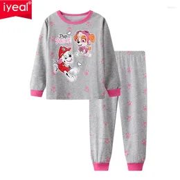 Kläderuppsättningar Iyeal Barn Girls Pyjamas Set Autumn Winter Långärmad tecknad hemkläder Bomull