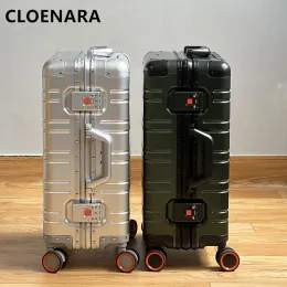 Luggage COLENARA New Luggage Aluminum Alloy Frame Super Thick Trolley Case Business Password Waterproof Rolling Boarding Suitcase