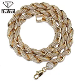 Forma di corda da 8 mm Irregolare New Stile Stile Iced Out Chain Full Zircic Stifty Lock Gold Gold Silver Placed Dog Cuban Chain for Uomini