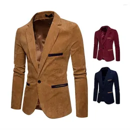 Herrenanzüge 2024 Männer lässige Cord -Blazer Modik Patchwork Single Button Jacken Slim Fit Anzug Jacke Kleidung Business Mantel