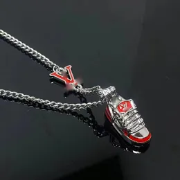 luxury brand shoe shoes designer pendant necklace women men vintage hip hop Stainless steel goth book moissanite Cuban chain choke red Color diamond necklace jewel