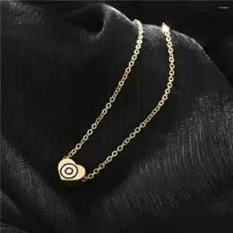 Anhänger Halsketten Mode minimalistische glatte Herzge Design Halskette Gold Color Niedliche Charme Langkette für Frauen