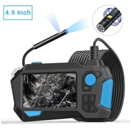 Cameras 4.5'' IPS Screen Dual Lens 9 LEDs Hard Wire Auto Rotation Industrial Endoscope Camera 360 Degree Steering Inspection Borescope