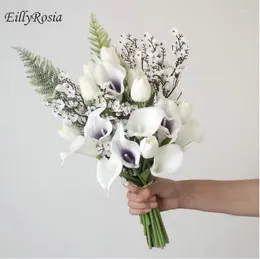 Flores de casamento buquê coreano Buquet Branco Cala Purple Lily Tulip Country Artificial for Bride Bruidsboeket