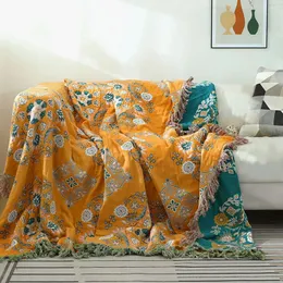 Богемийский диван крышка хлопчатобумажной марли -цветочный стиль кисточка для полотенца.