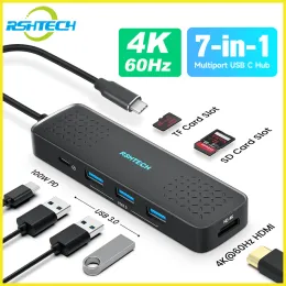 Hubs RshTech USB Hub 4K HDMI Адаптер USB C до USB 3,0 PD 100W Док
