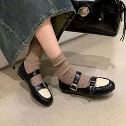 Casual Shoes Women Genuine Cow Leather Flats Metal Double-Buckle Shoe Punk Ladies Footwear Spring 2024 Handmade