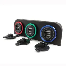 2024 Novo novo 1/2 orifícios carro USB Base de tenda USB USB/Voltímetro/Cigarro Base de capa de soquete de motor de moto para caminhão Motocicleta ATVFor