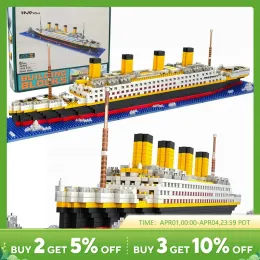 كتل Titanic Micro Mini Building Set ، 1860pcs Titanic Toy Ship Model Bricks ، ثلاثية الأبعاد مجموعات ألعاب تعليمية DIY