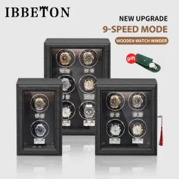 キットBBETONブランドメカニカルオートマチックウォッチWinder Luxury Wood Watch Box LED Light and Lid Sensor Watches Storage Safe Box