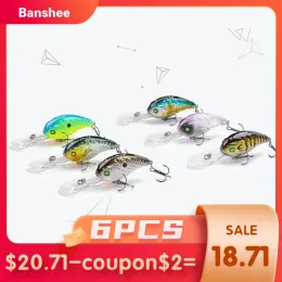 Tillbehör Banshee 6pcs/Lot 50mm 10G VC04 Deep Chub Diving Crankbaits Floating Fishing Lure Rattle Sound Wobbler Hard Artificail Bait