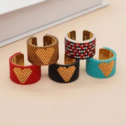 Cluster Rings YASTYT Arrival Open Multicolor MIYUKI Beads Braided Heart Pattern Adjustable Fingers Delicate Jewelry