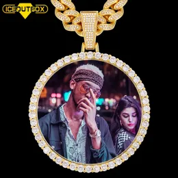 Halsketten neue übergroße große runde kundenspezifische Bild Anhänger Halskette Persönlichkeit Herren Hip Hop Schmuck übertreiben Rapstil Kubikzirkonie
