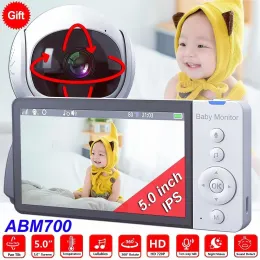 Мониторы 2023 5.0 '' Baby Monitor Monitor Pantiltzoom Экран 5000mah Аккумулятор 2 -й путь Talk Night Vision Lullaby Better Baby Camera, чем VB603