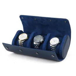 123 Slots Watch Roll Travel Portable Vintage Leather Display Watch Storage Box With Slid in Out Watch Organizer Drop 240418