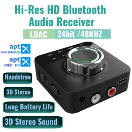 Адаптер нанимает LDAC Bluetooth -приемник AAC APTX HD RCA 3,5 мм AUX 3D Stereo Music Беспроводная адаптер для телевизионного динамика Усилитель телефона телефона.